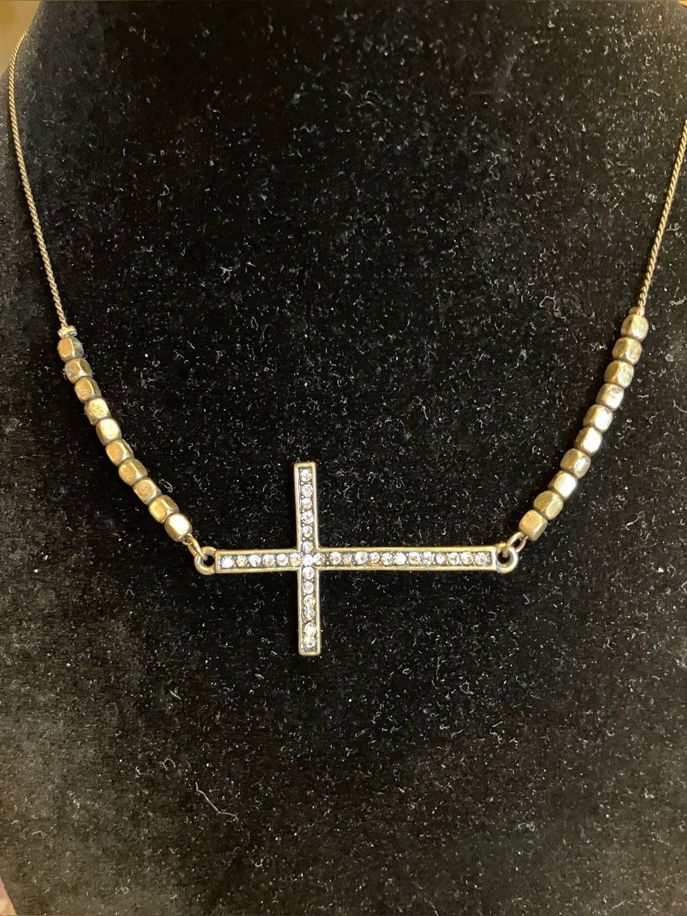 Silver Cross Necklace 16” 3” extender